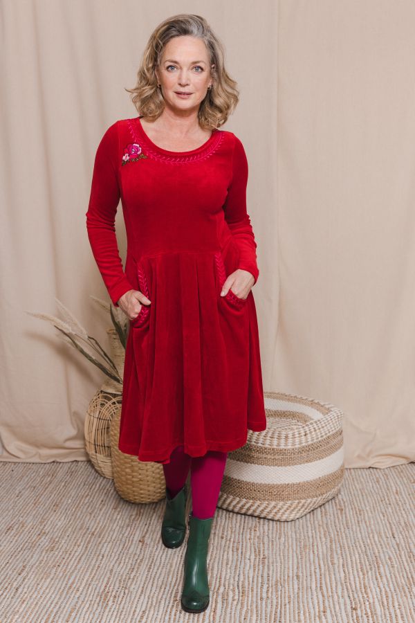 Dress Frenchy Velvet Red