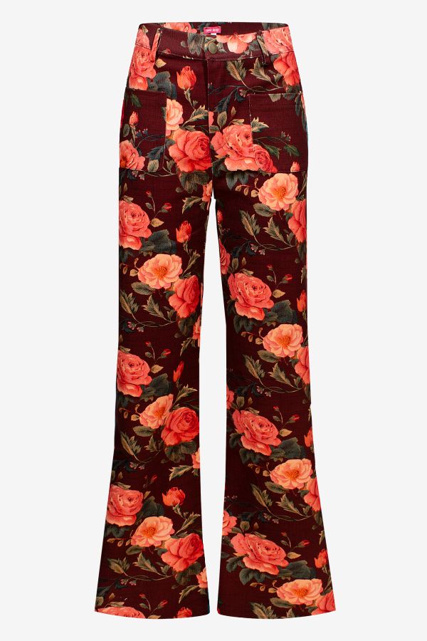 Vintage Straight Jeans Shabby Rose Burgundy